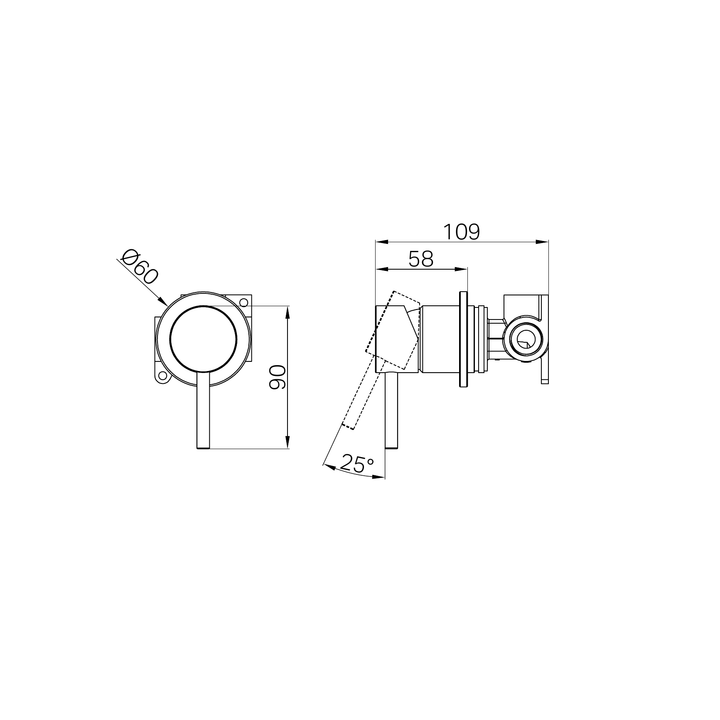 Nero Dolce II Shower Mixer Line Drawing
