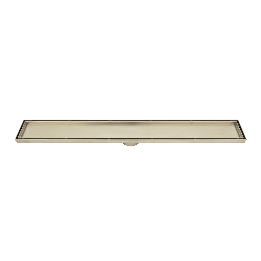 Radiant Linear Tile Insert Floor Grate Warm Brushed Nickel