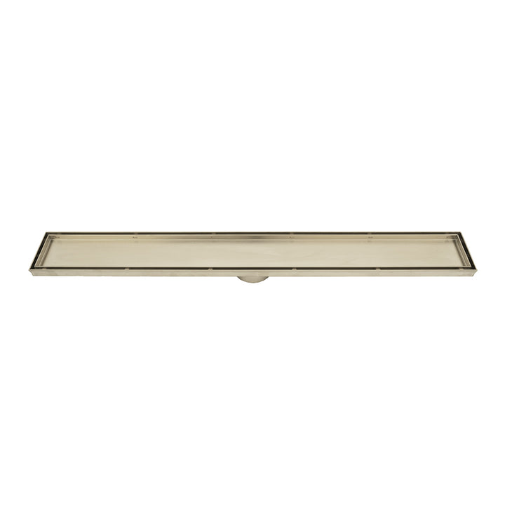 Radiant Linear Tile Insert Floor Grate Warm Brushed Nickel