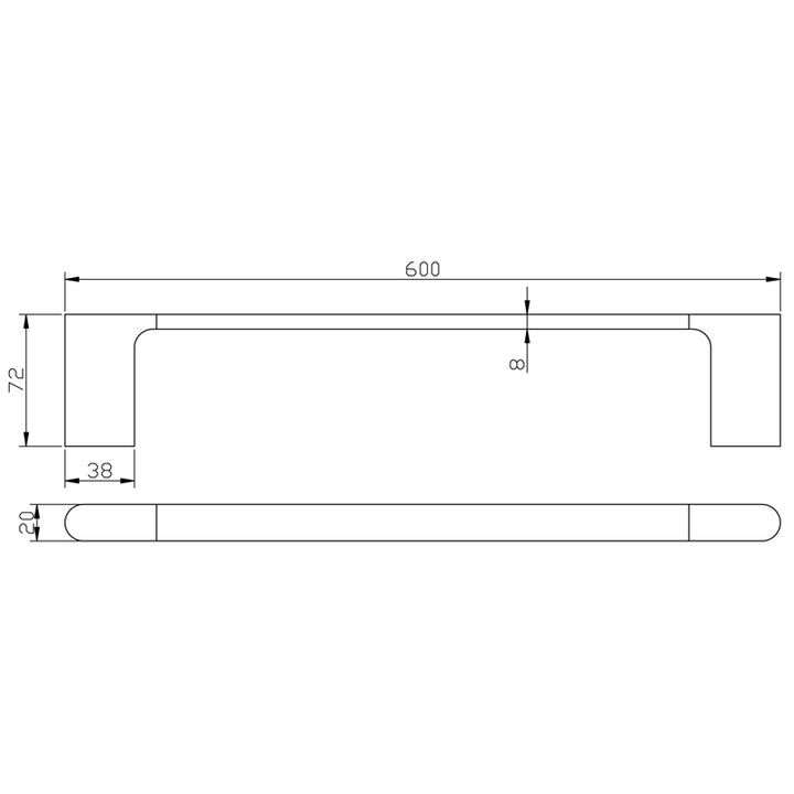 Sora Single Towel Rail 600mm dimensions