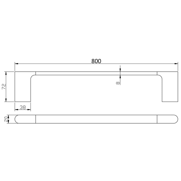 Sora Single Towel Rail 800mm dimensions