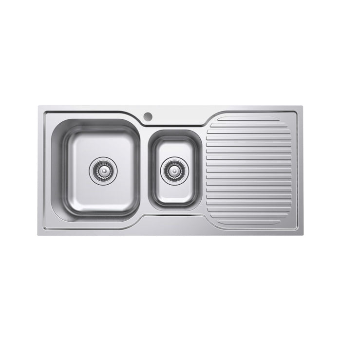 Fienza Tiva 980 1.5 Kitchen Sink with Drainer Left Bowl