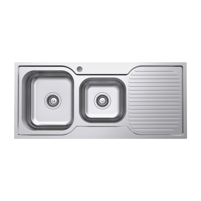 Fienza Tiva 1080 1.75 Kitchen Sink with Drainer Left Bowl