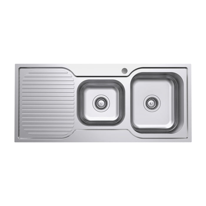 Fienza Tiva 1080 1.75 Kitchen Sink with Drainer Right Bowl