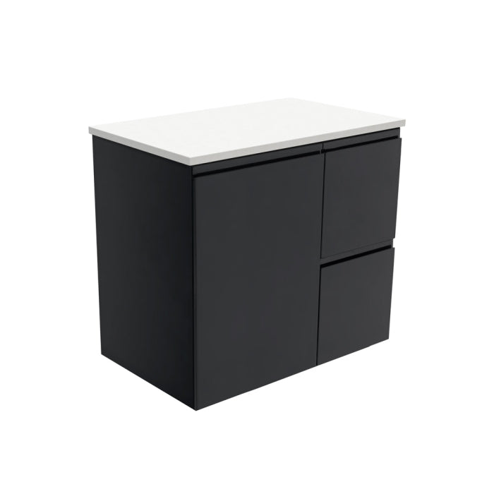 Fienza Fingerpull Wall-Hung Cabinet, Right Hand Drawers - Right Drawer 750mm / Satin Black