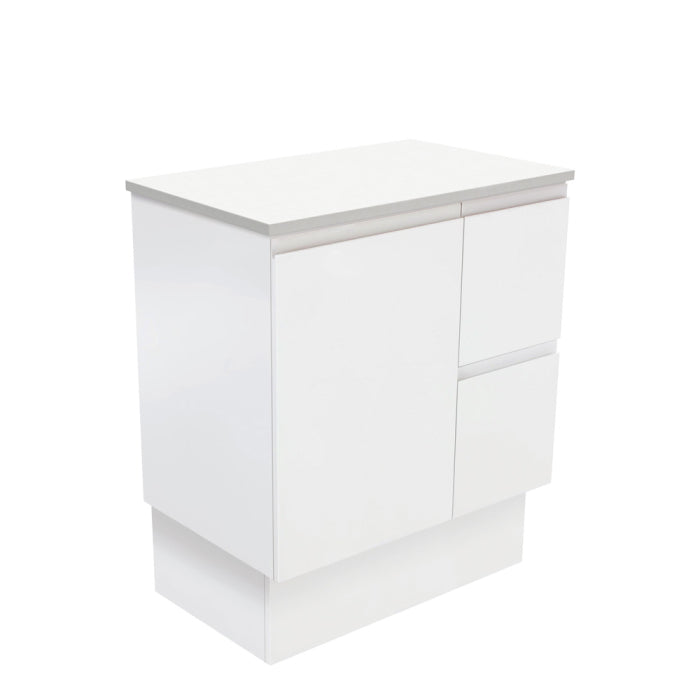 Fienza Fingerpull Cabinet on Kickboard, Right Hand Drawers - Right Drawer 750mm / Satin White