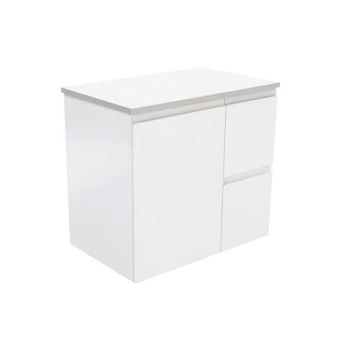 Fienza Fingerpull Wall-Hung Cabinet, Right Hand Drawers - Right Drawer 750mm / Satin White