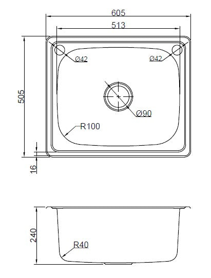 IDEAL 45 litre laundry trough dimensions