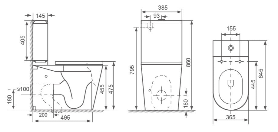 Rimless Overheight Back-to-Wall Toilet Suite