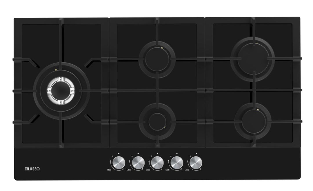 Di Lusso 900mm Black Glass Gas Cooktop (GC905MBSC)