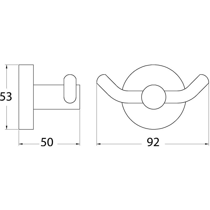 Evie Double Robe Hook dimensions