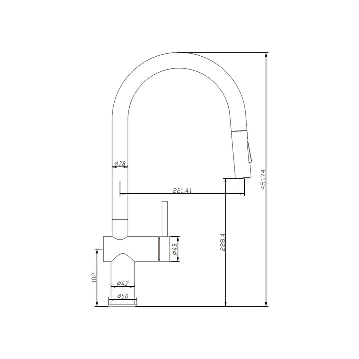 Ares MK2 Pull-Down Sink Mixer dimensions