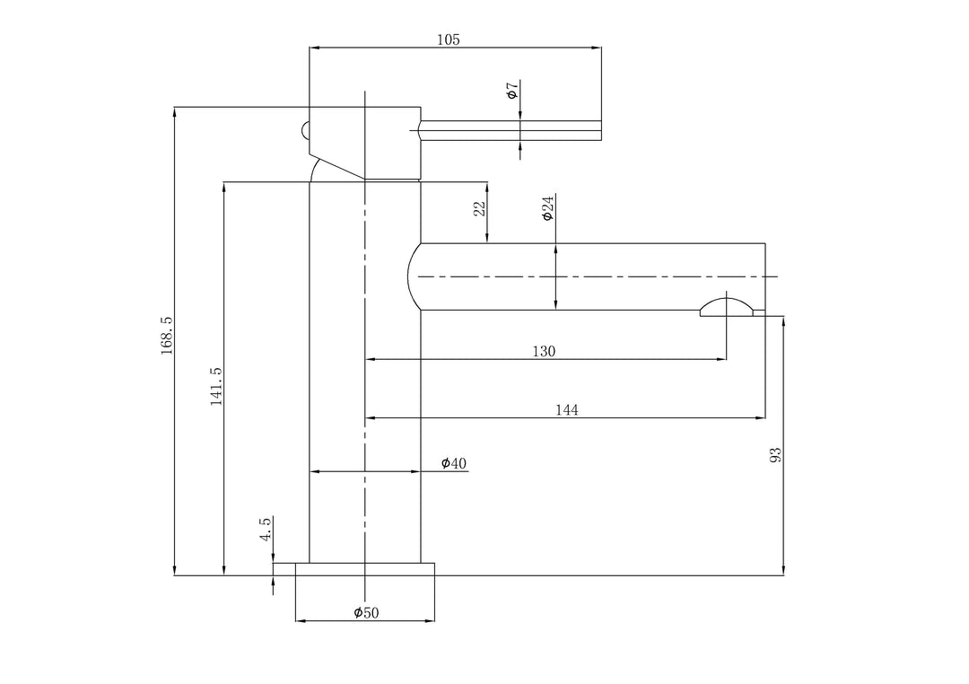 Ava Basin Mixer dimensions