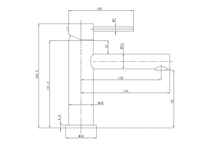 Ava Basin Mixer dimensions
