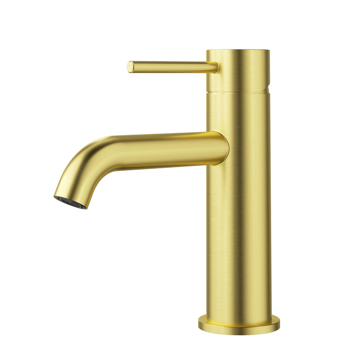 Ava Curved Basin Mixer Brushed Gold