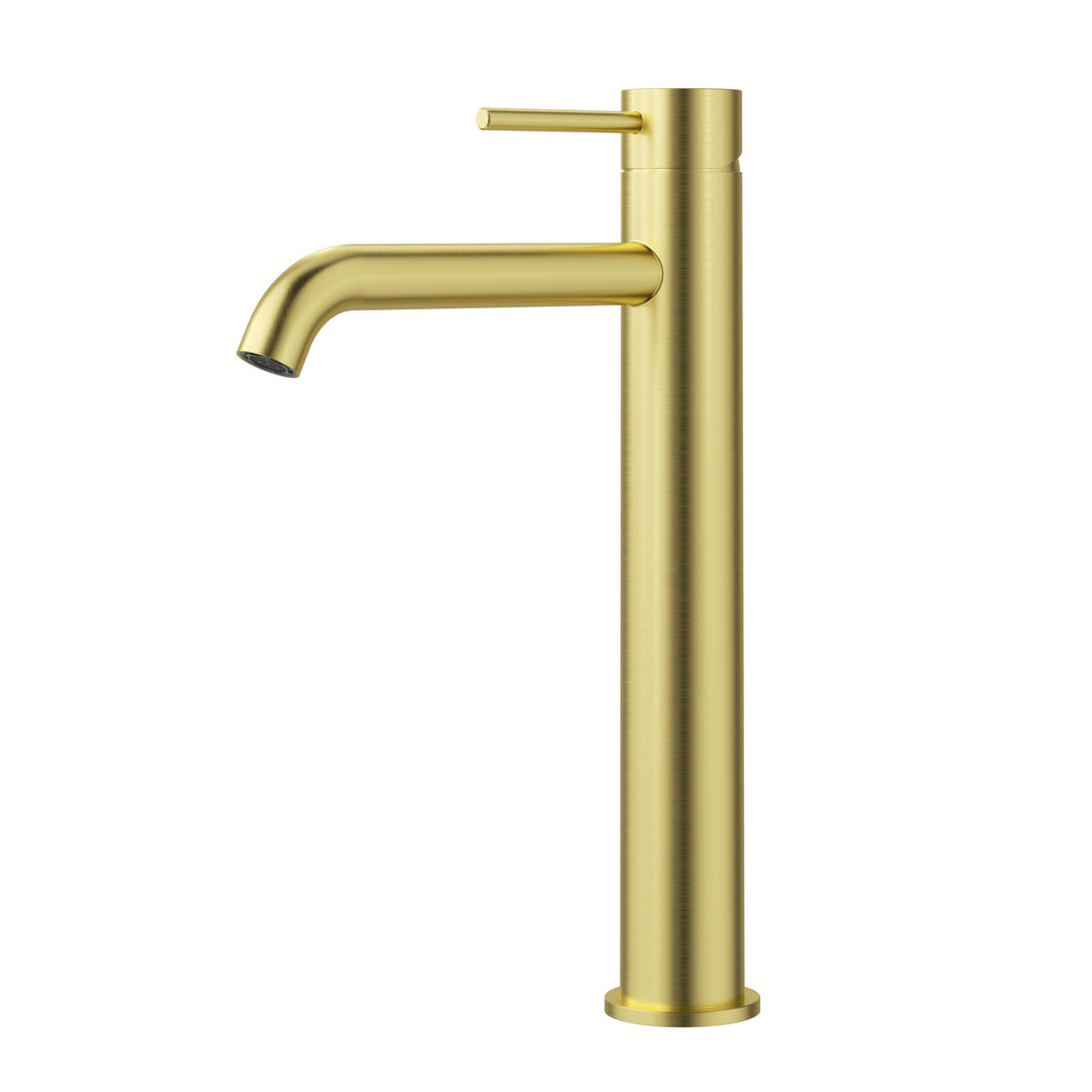 Ava High-Rise Curved Basin Mixer Brushed Gold
