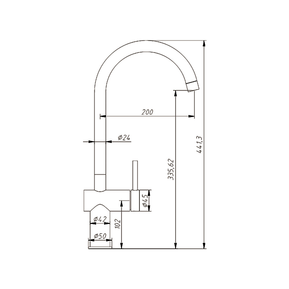 Luna Sink Mixer dimensions