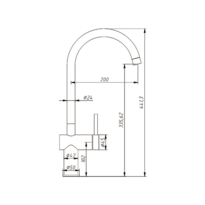 Luna Sink Mixer dimensions