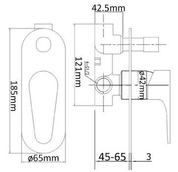 Meile Wall Mixer with Diverter dimensions