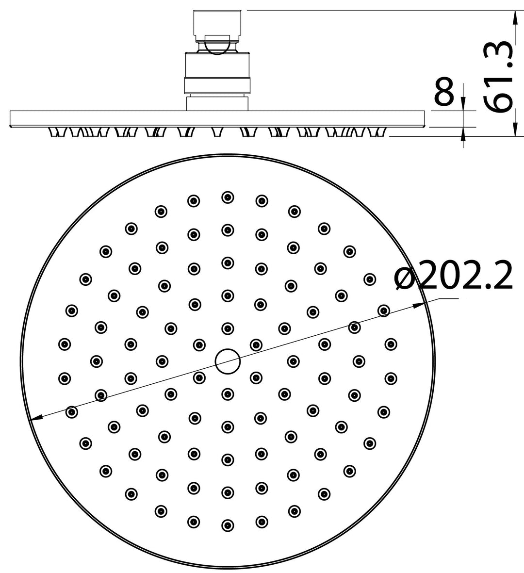 Impressions Evie 200mm Brass Shower Head dimensions