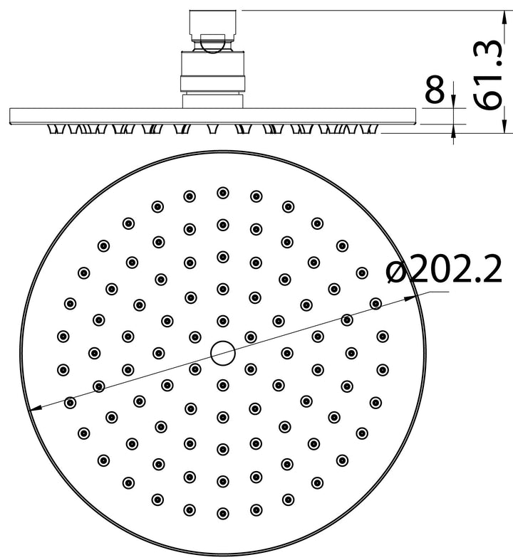 Impressions Evie 200mm Brass Shower Head dimensions