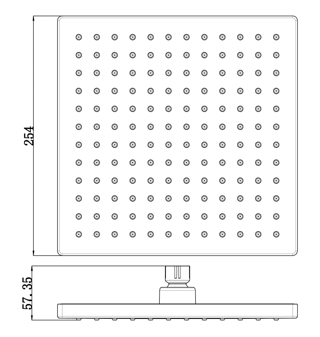 Impressions Seto Square 250mm ABS Shower Head dimensions