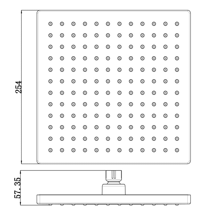 Impressions Seto Square 250mm ABS Shower Head dimensions