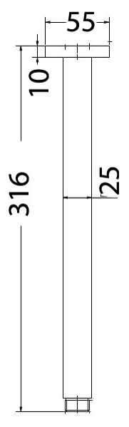 Impressions Seto Square Vertical Shower Arm dimensions