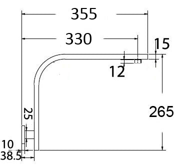 Impressions Seto Square Hi-Rise Shower Arm dimensions
