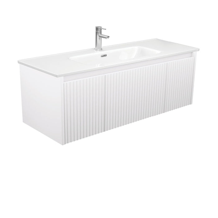 Fienza Alina Fluted Wall-Hung Vanity 1200mm / Satin White / Joli