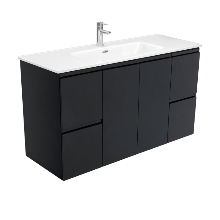 Fienza Fingerpull Wall-Hung Vanity 1200mm / Satin Black / Joli