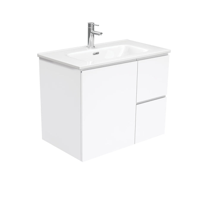 Fienza Fingerpull Wall-Hung Vanity 750mm / Gloss White / Joli
