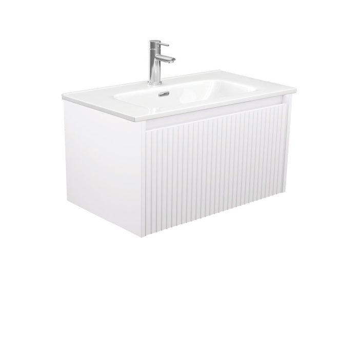 Fienza Alina Fluted Wall-Hung Vanity 750mm / Satin White / Joli