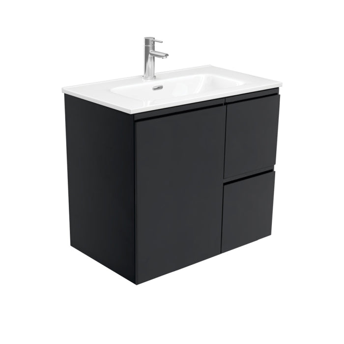 Fienza Fingerpull Wall-Hung Vanity 750mm / Satin Black / Joli
