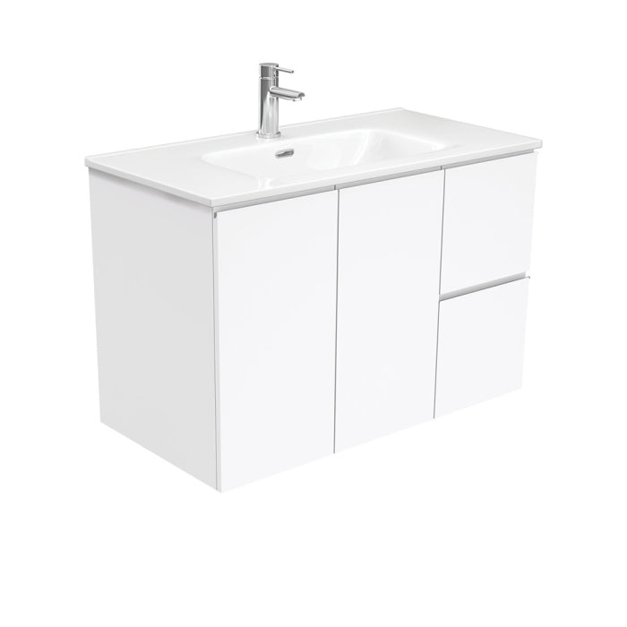 Fienza Fingerpull Wall-Hung Vanity 900mm / Gloss White / Joli