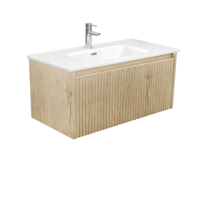 Fienza Alina Fluted Wall-Hung Vanity 900mm / Scandi Oak / Joli