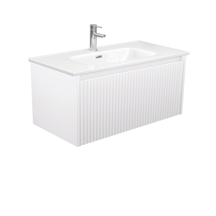 Fienza Alina Fluted Wall-Hung Vanity 900mm / Satin White / Joli