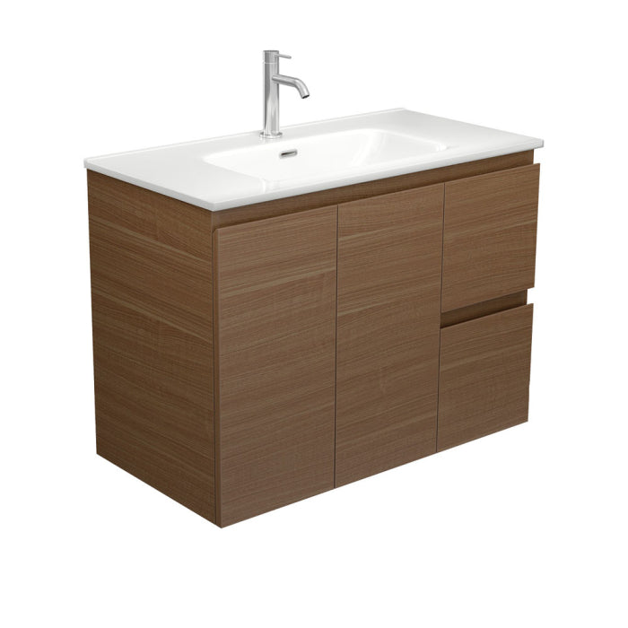 Fienza Edge Wall-Hung Vanity 900mm / Walnut / Joli