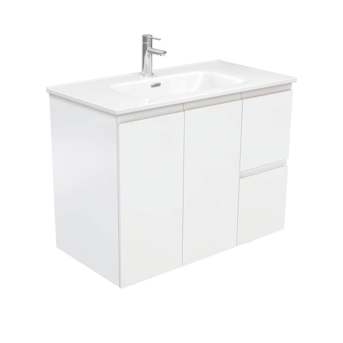 Fienza Fingerpull Wall-Hung Vanity 900mm / Satin White / Joli
