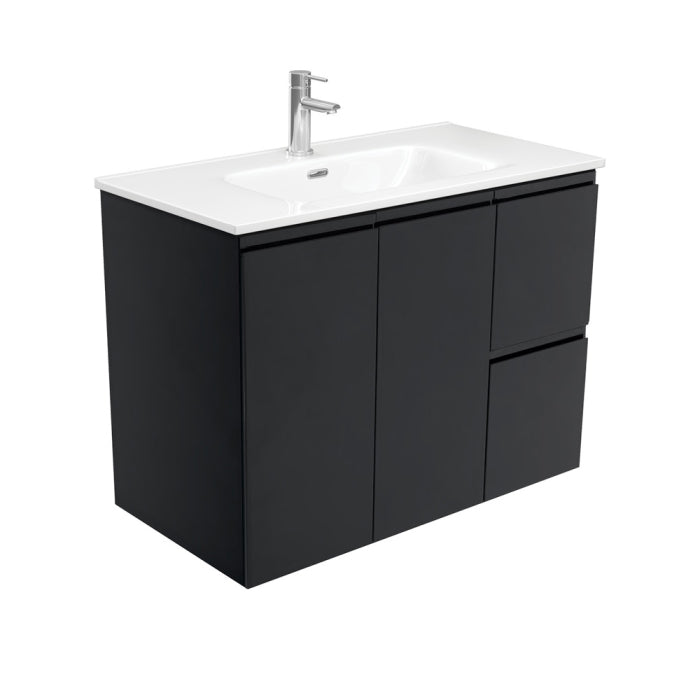 Fienza Fingerpull Wall-Hung Vanity 900mm / Satin Black / Joli
