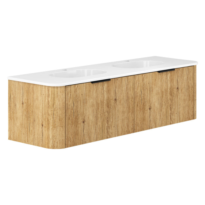 Fienza Minka Curved Wall-Hung Vanity 1500mm / Scandi Oak / Lola
