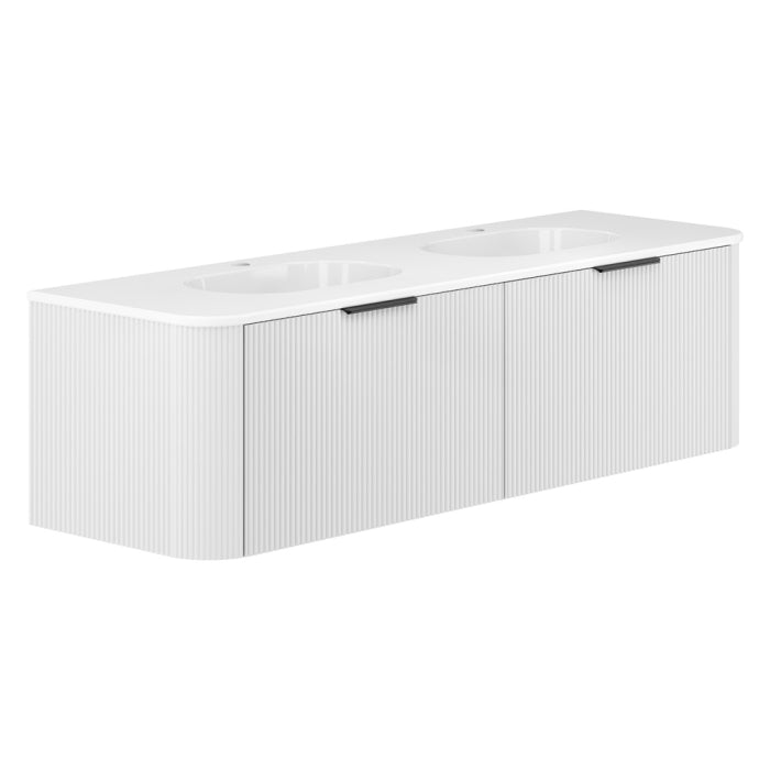 Fienza Minka Curved Wall-Hung Vanity 1500mm / Satin White / Lola