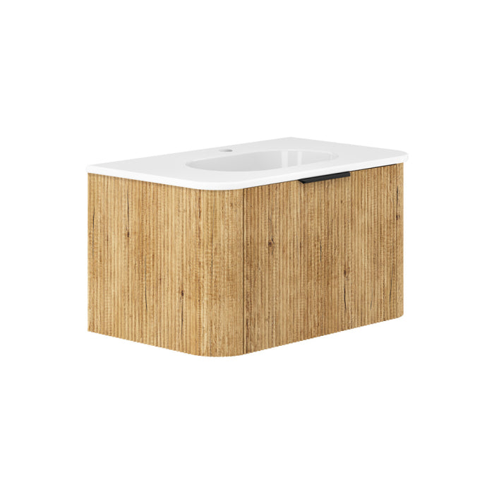Fienza Minka Curved Wall-Hung Vanity 750mm / Scandi Oak / Lola