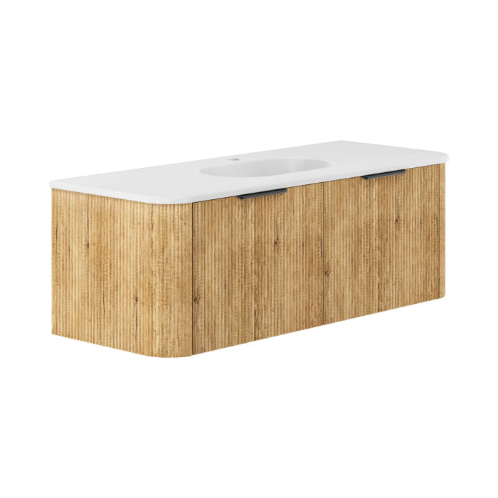 Fienza Minka Curved Wall-Hung Vanity 1200mm / Scandi Oak / Lola Matte