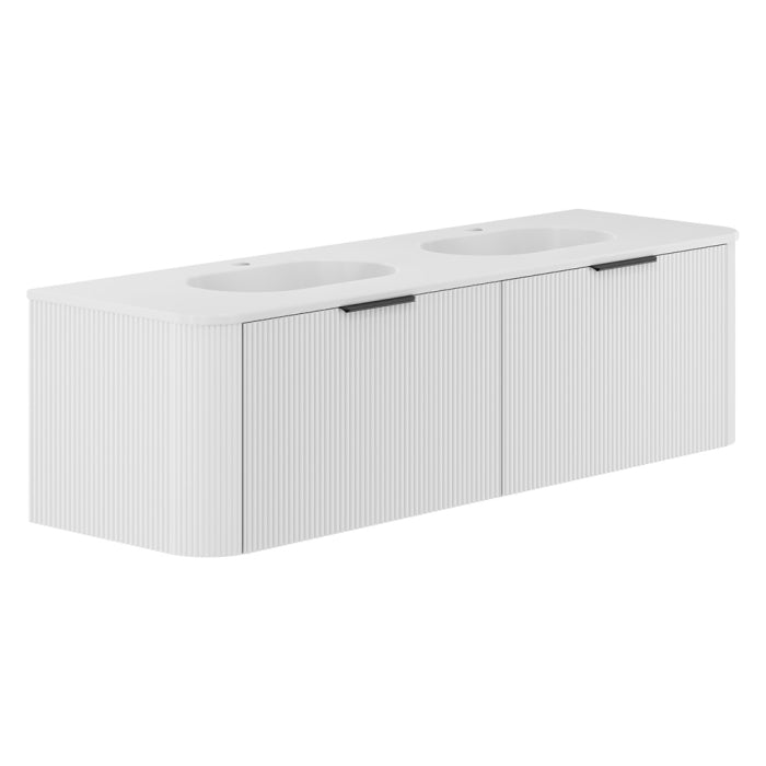 Fienza Minka Curved Wall-Hung Vanity 1500mm / Satin White / Lola Matte