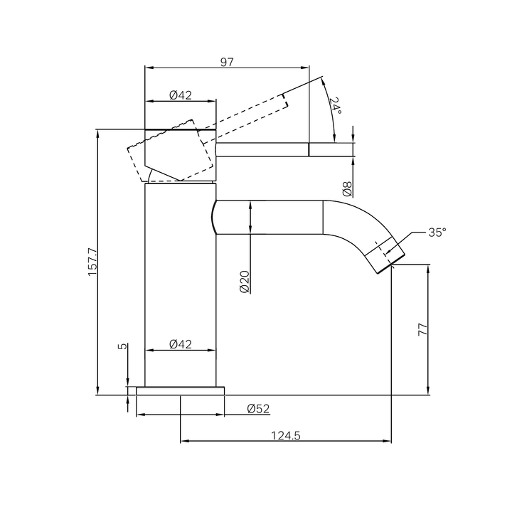 Nero Zen Basin Mixer Line Drawing