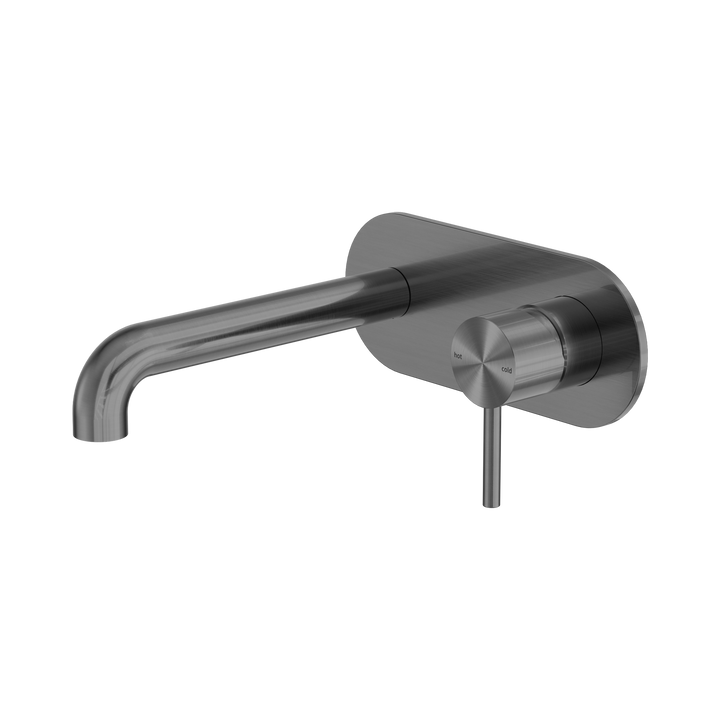 Nero Zen Wall Basin/Bath Mixer 185mm Spout Graphite