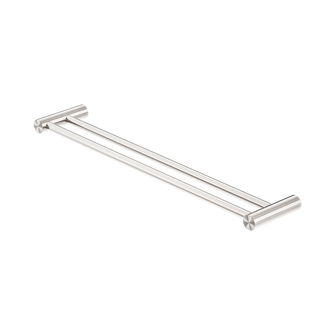 Nero Zen Double Towel Rail 600mm Brushed Nickel