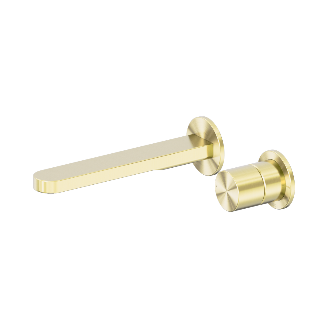 Nero Pure Progressive Wall Basin/Bath Mixer Brushed Gold