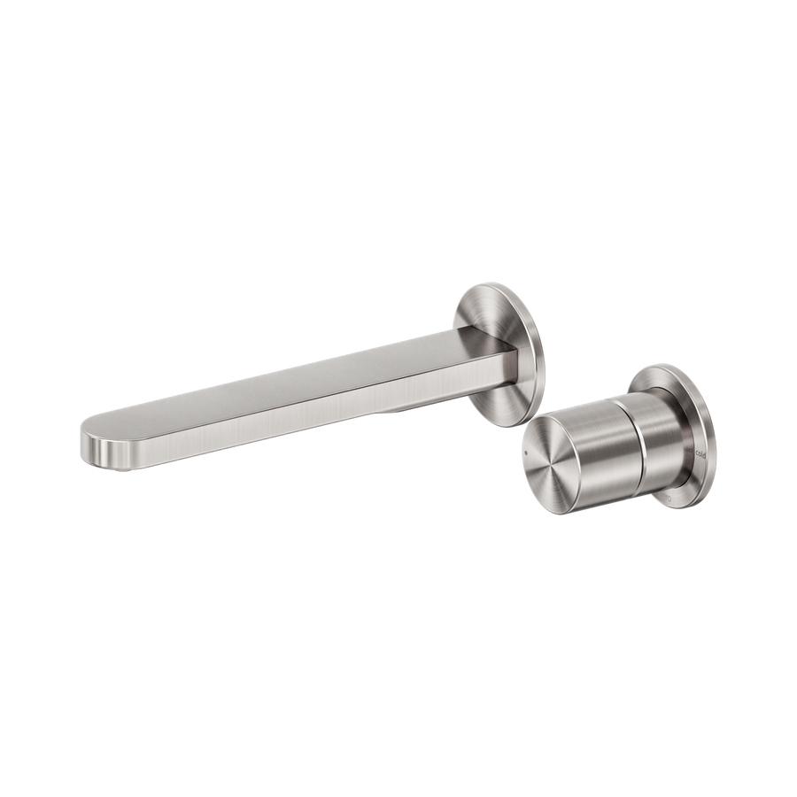 Nero Pure Progressive Wall Basin/Bath Mixer Brushed Nickel